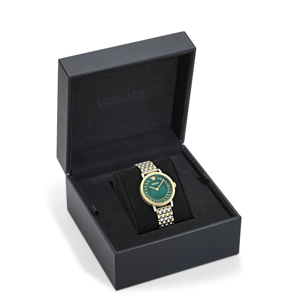 Grün Zifferblatt Zweifarbige Uhr