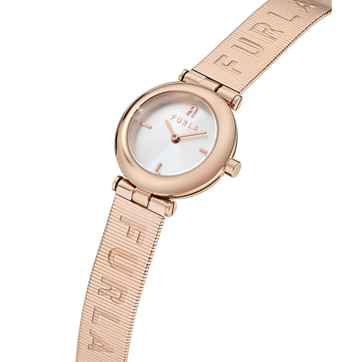 Roségoldfarbene Mesh-Armbanduhr