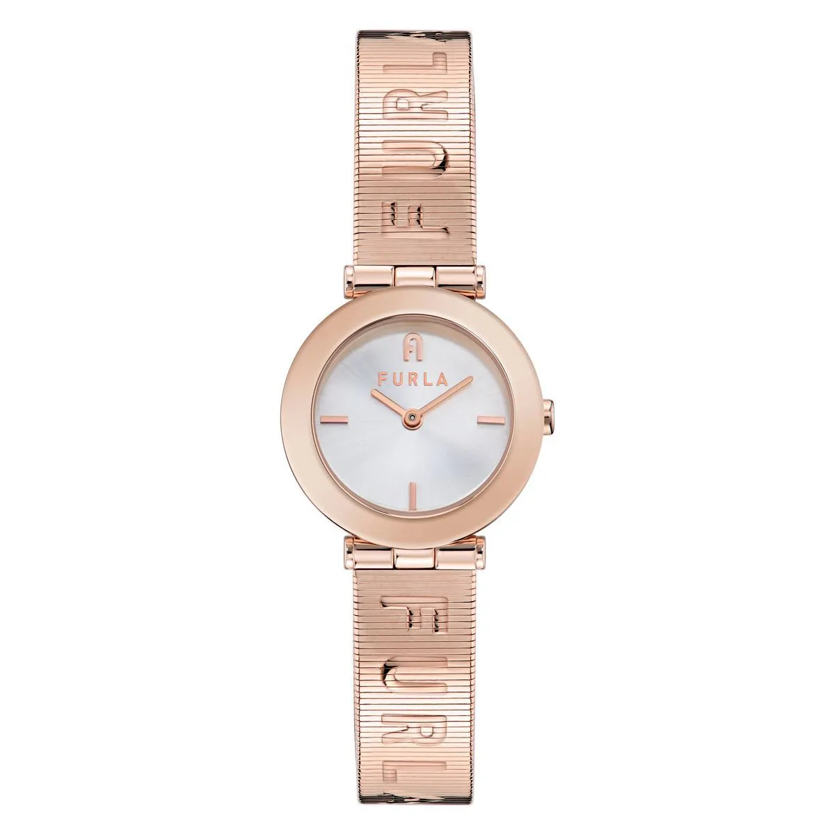 Roségoldfarbene Mesh-Armbanduhr