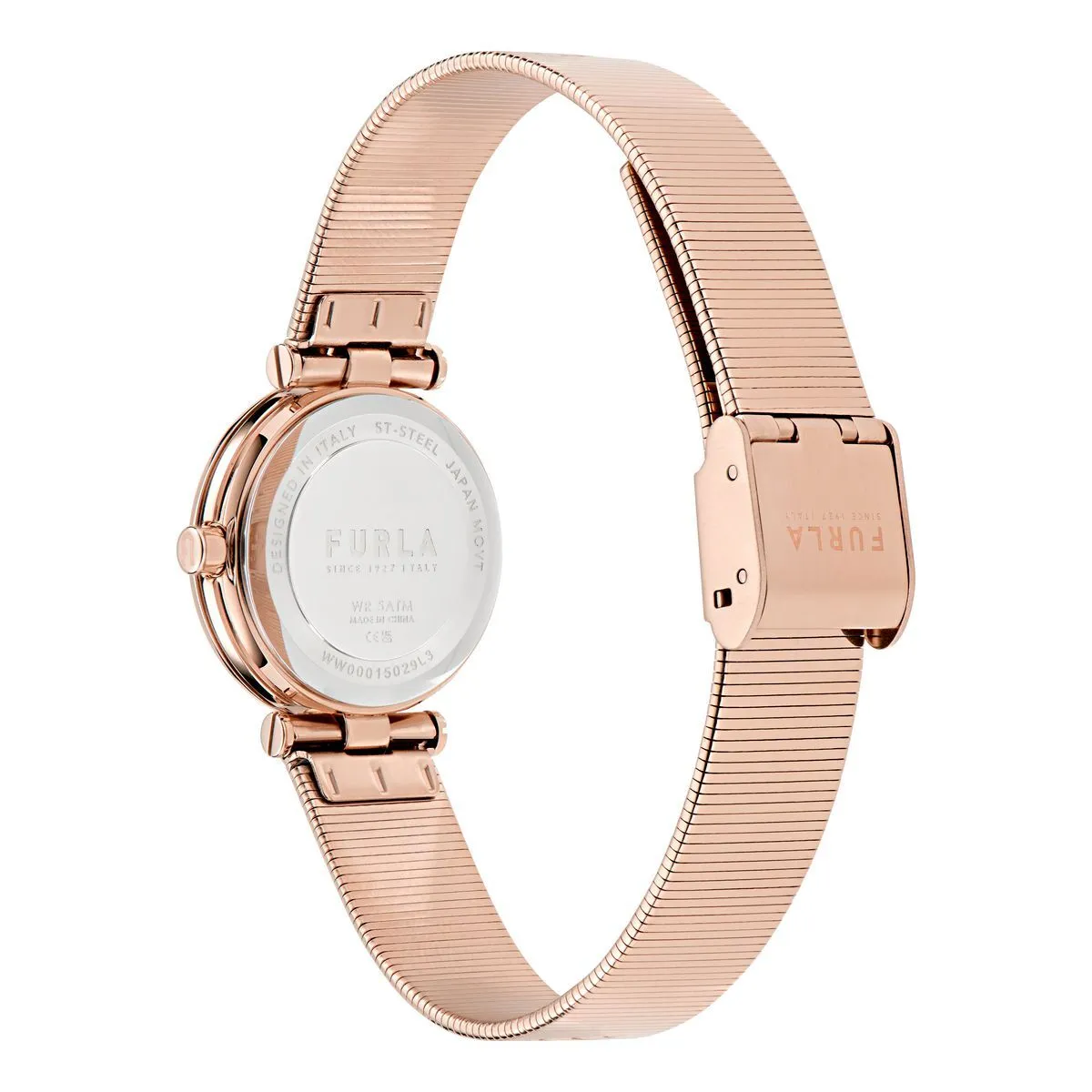 Roségoldfarbene Mesh-Armbanduhr