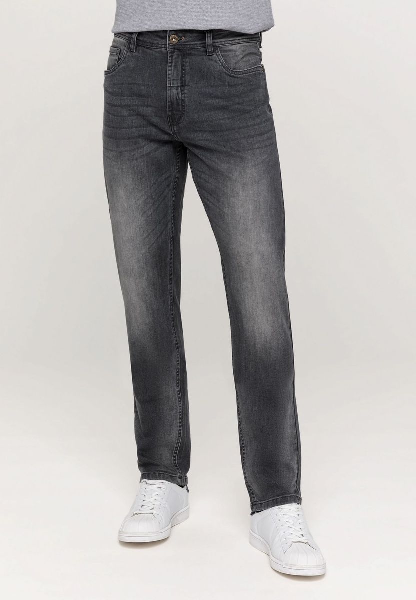 Herren Jeans mit Waschung, graue Farbe, normale Passform