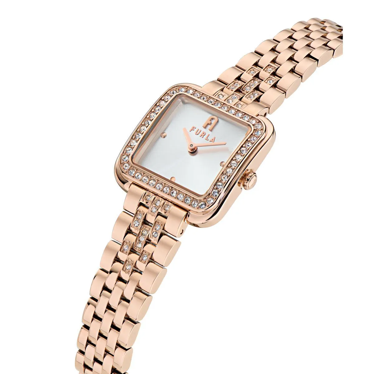 Elegante roségoldene, quadratische Armbanduhr