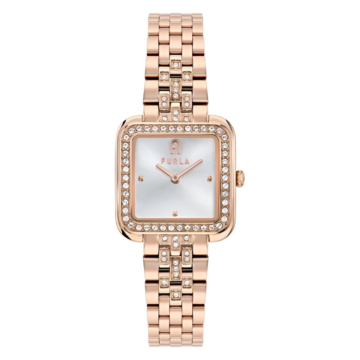 Elegante roségoldene, quadratische Armbanduhr