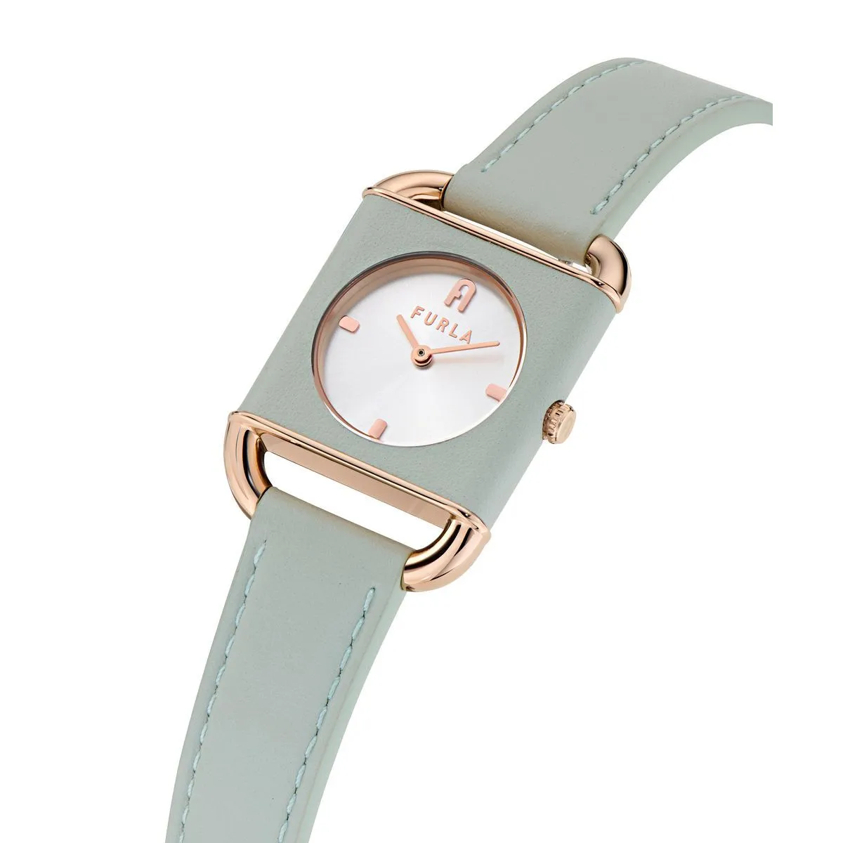 Minimalistische rechteckige Uhr mit Lederarmband