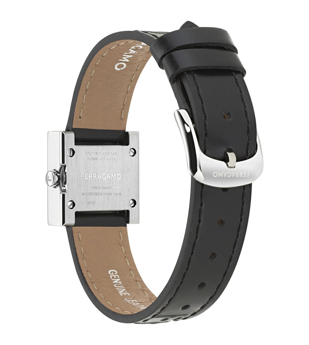 Quadratische Lederarmbanduhr