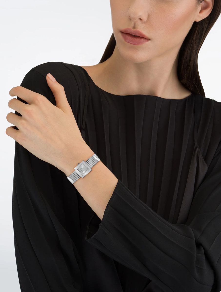 Quadratische Silberfarbene Armbanduhr