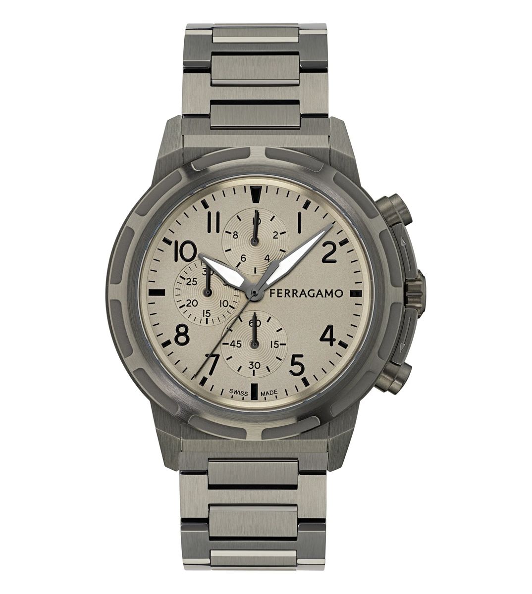 Graue Chronographenuhr aus Edelstahl