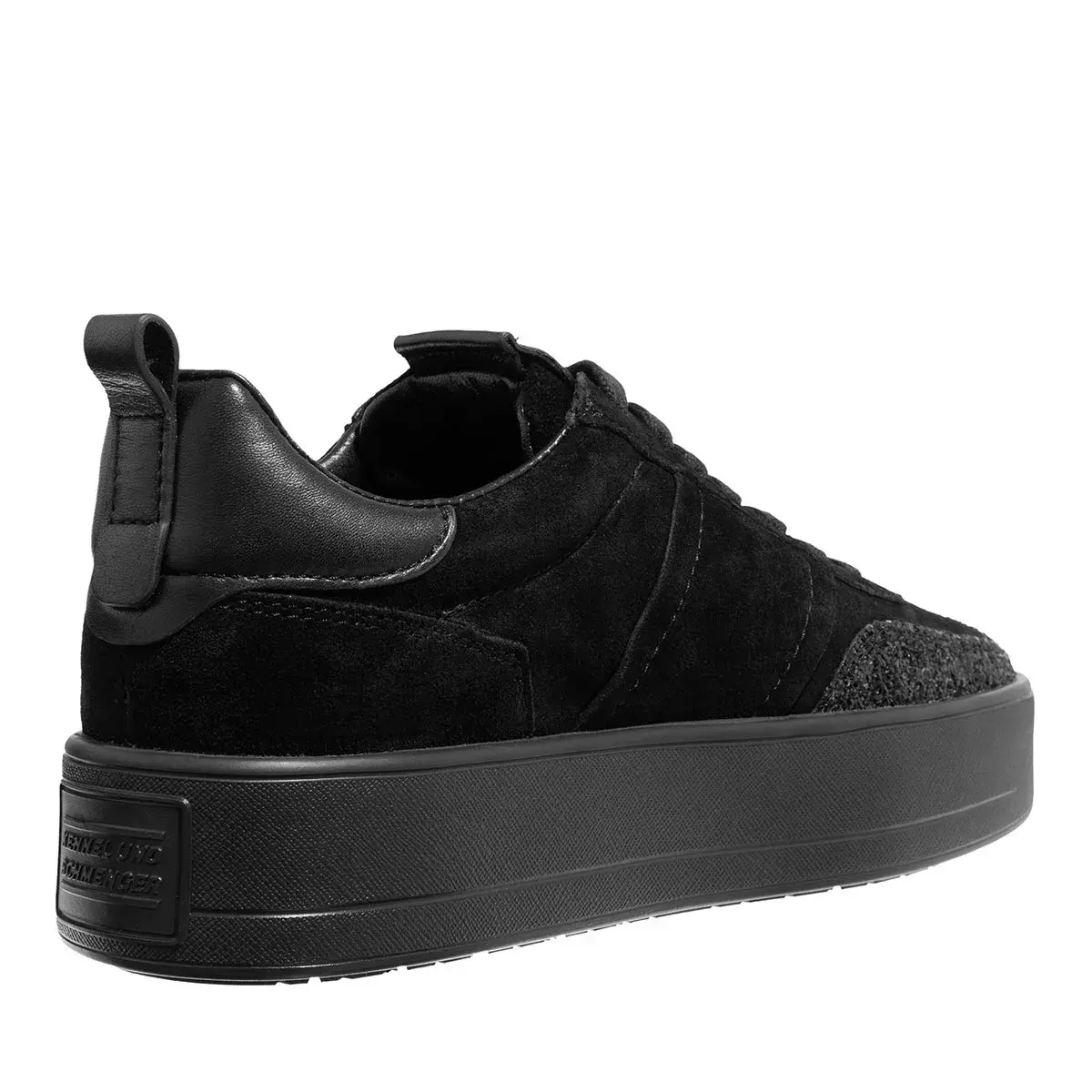 Schwarze Wildleder Plateau-Sneakers