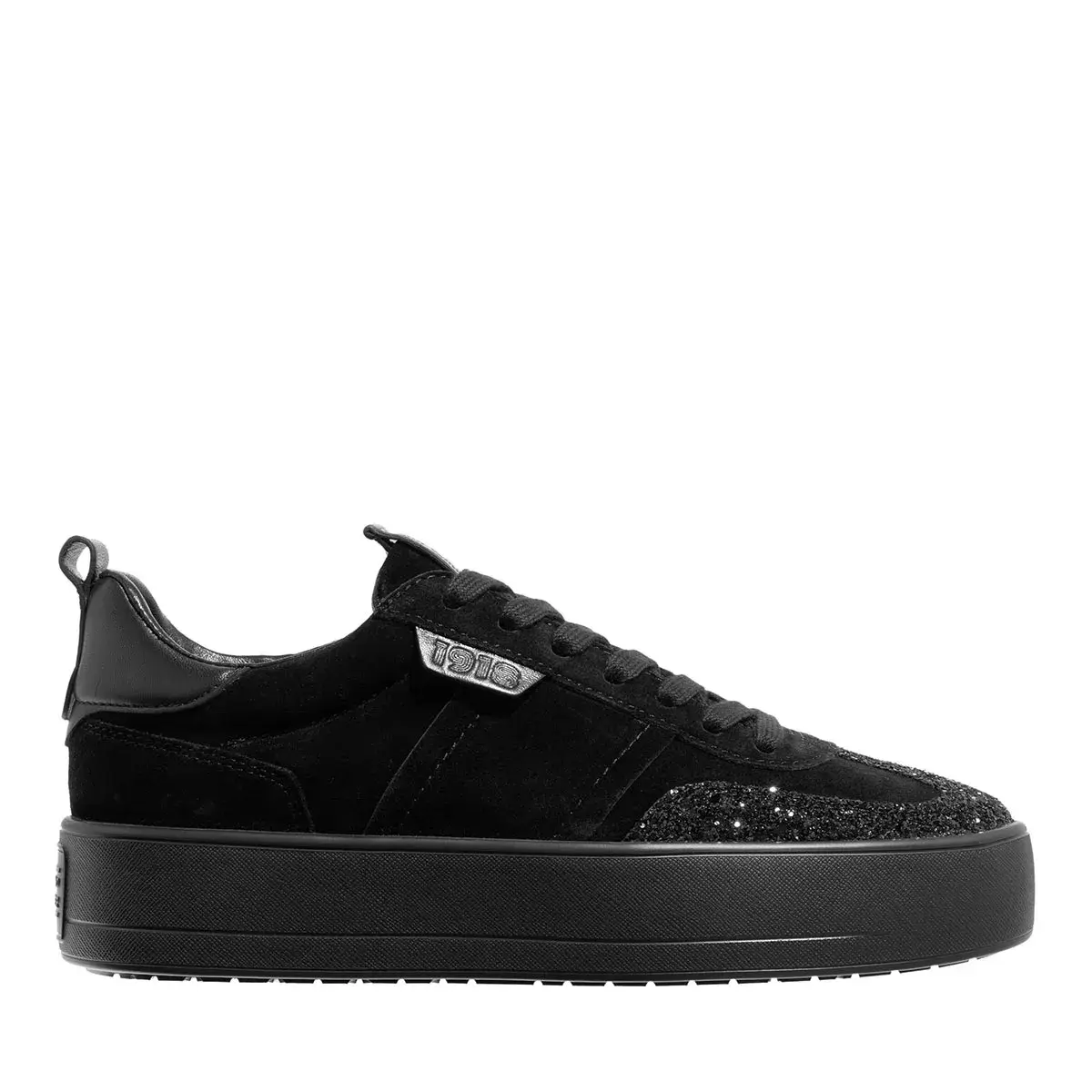 Schwarze Wildleder Plateau-Sneakers