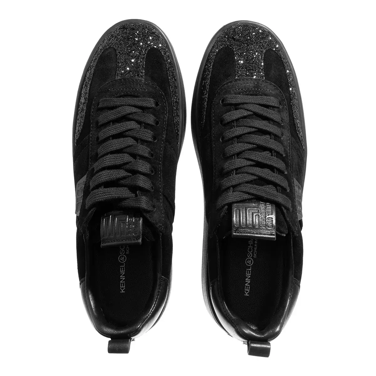 Schwarze Wildleder Plateau-Sneakers