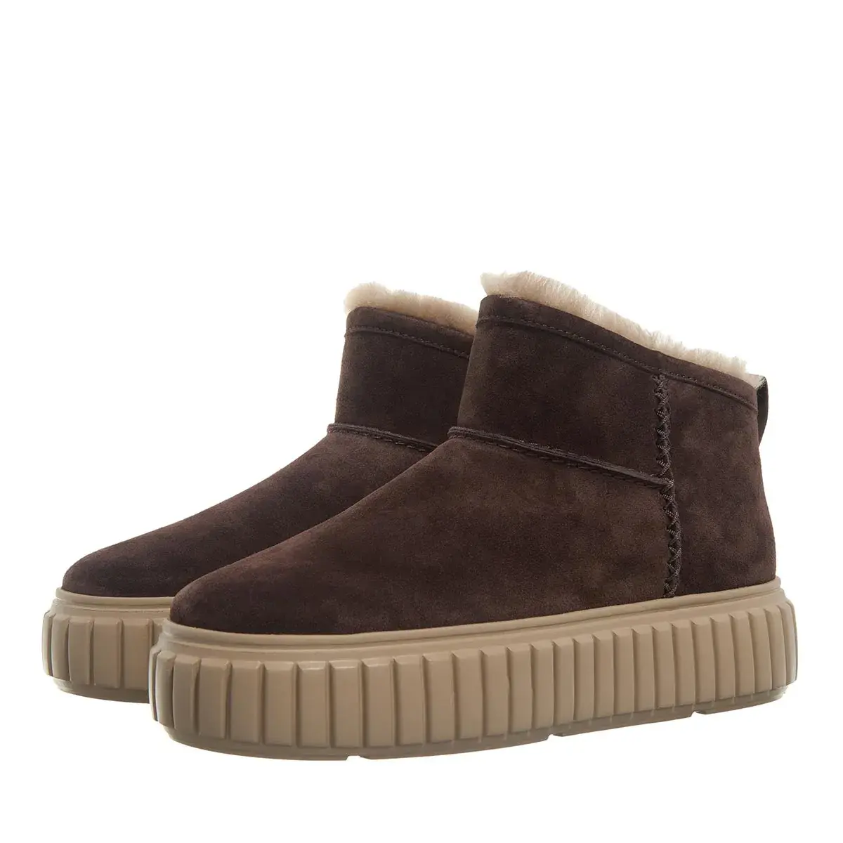 Braune Wildleder Plateau Stiefeletten