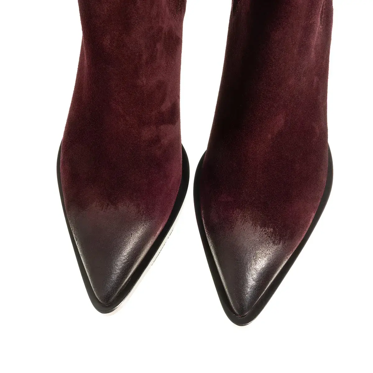 Burgunderrote Wildleder Western Stiefeletten