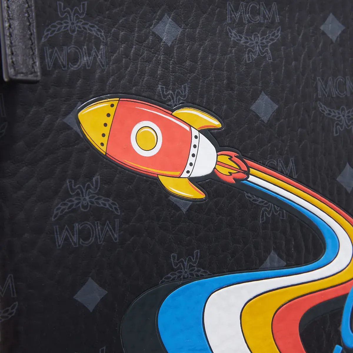 Flache Ledertasche Medium mit Print