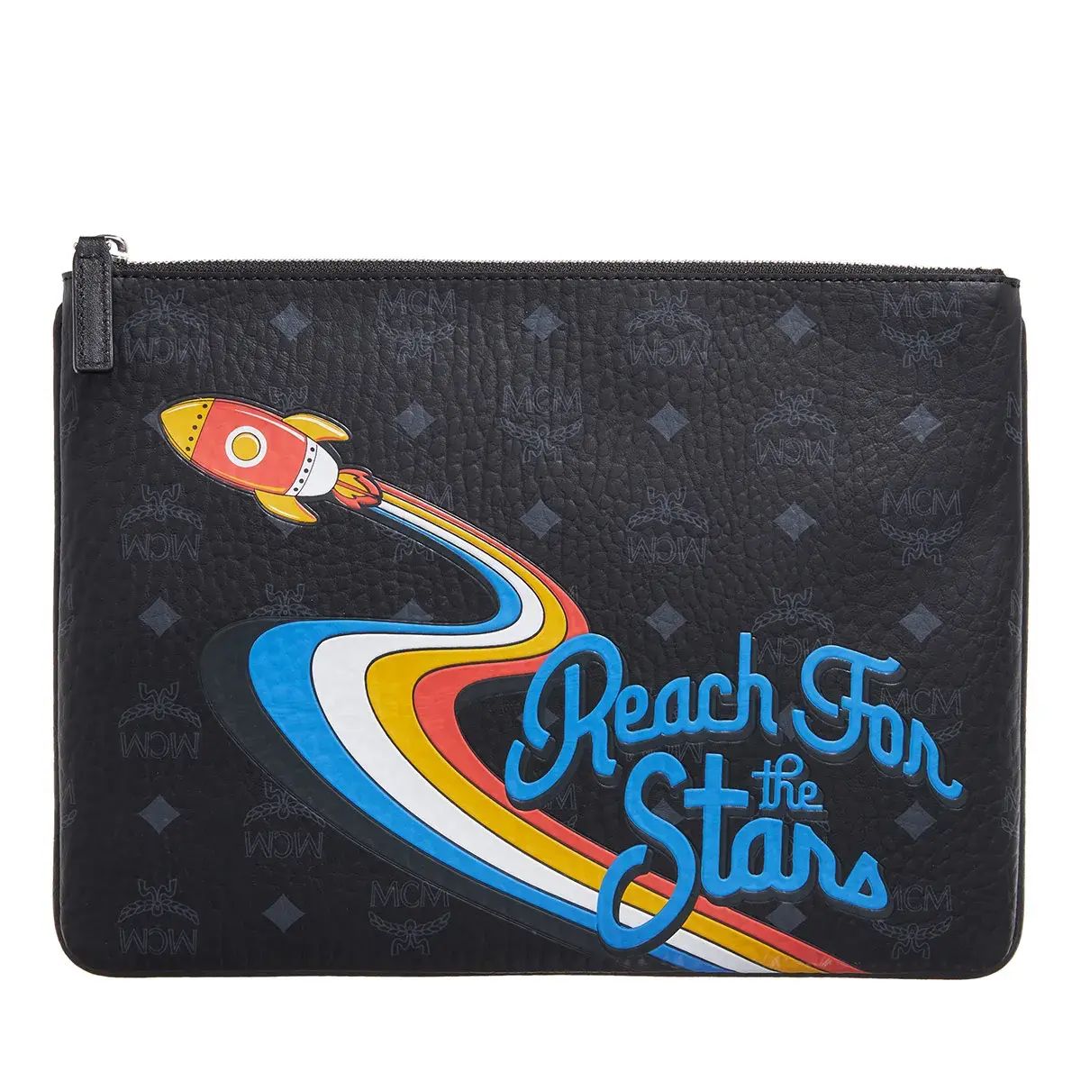 Flache Ledertasche Medium mit Print