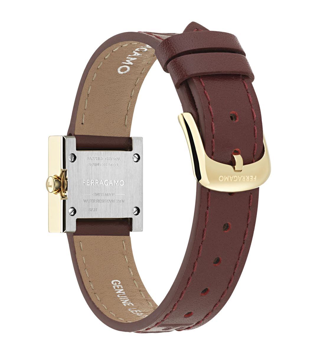 Uhr mit quadratischem Zifferblatt und Lederarmband