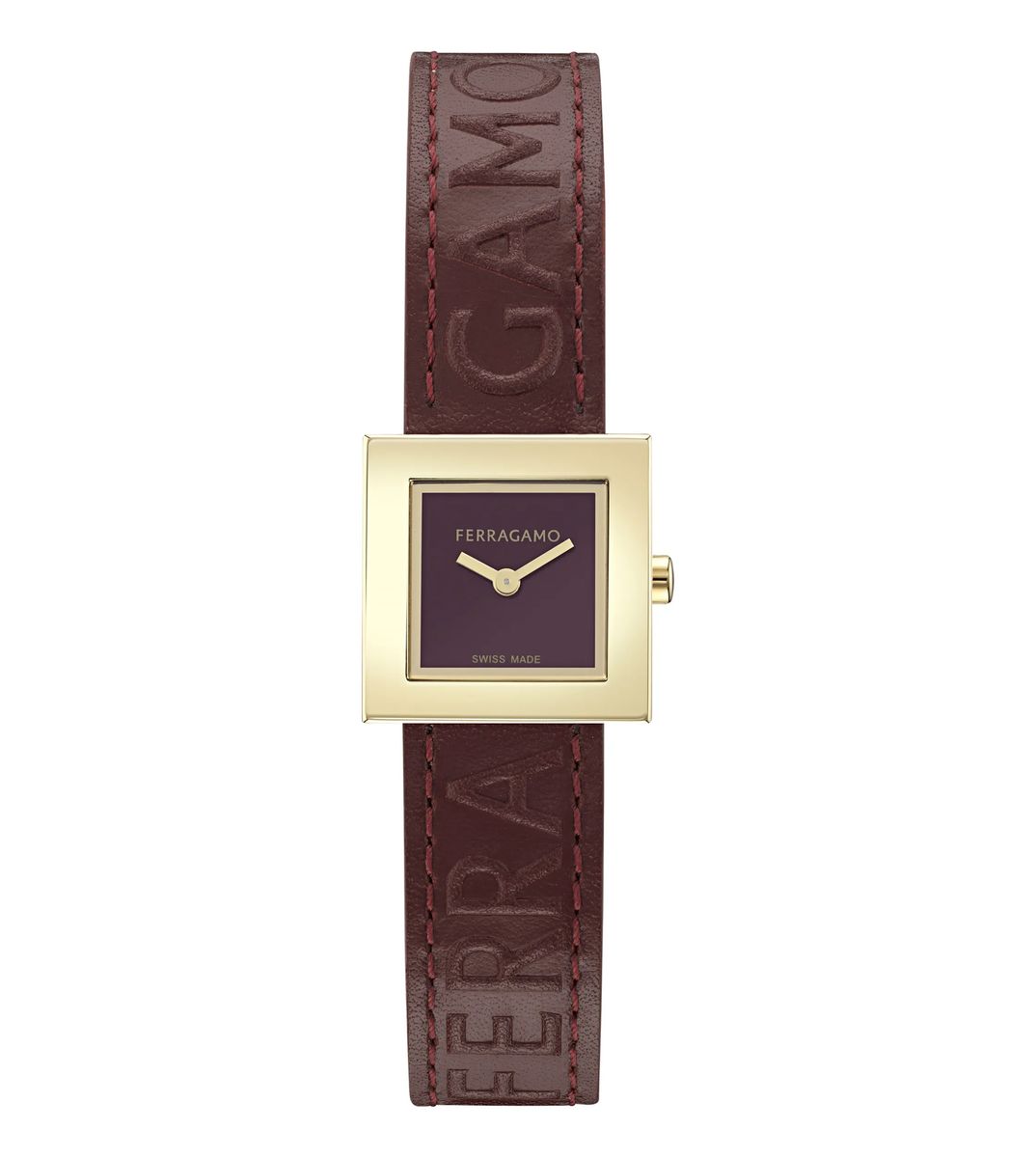 Uhr mit quadratischem Zifferblatt und Lederarmband