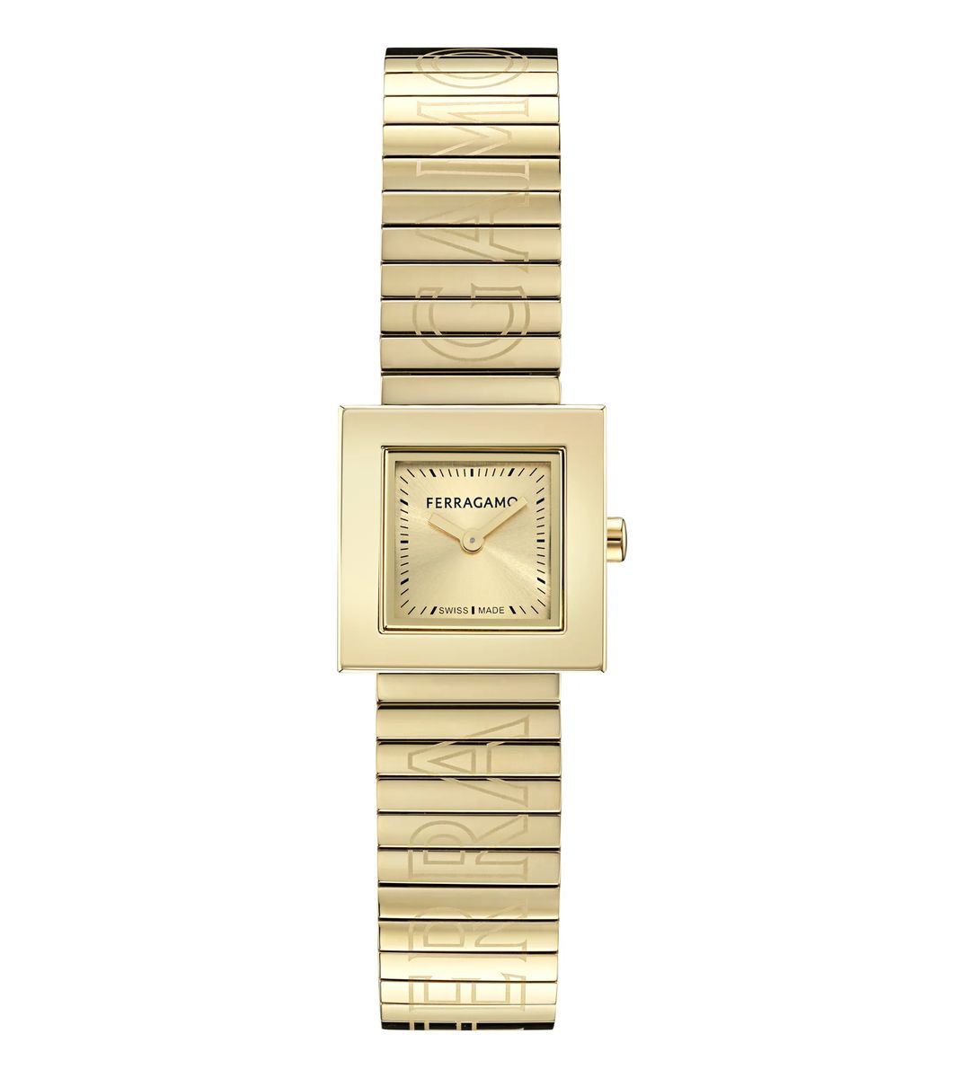 Quadratische goldfarbene Armbanduhr