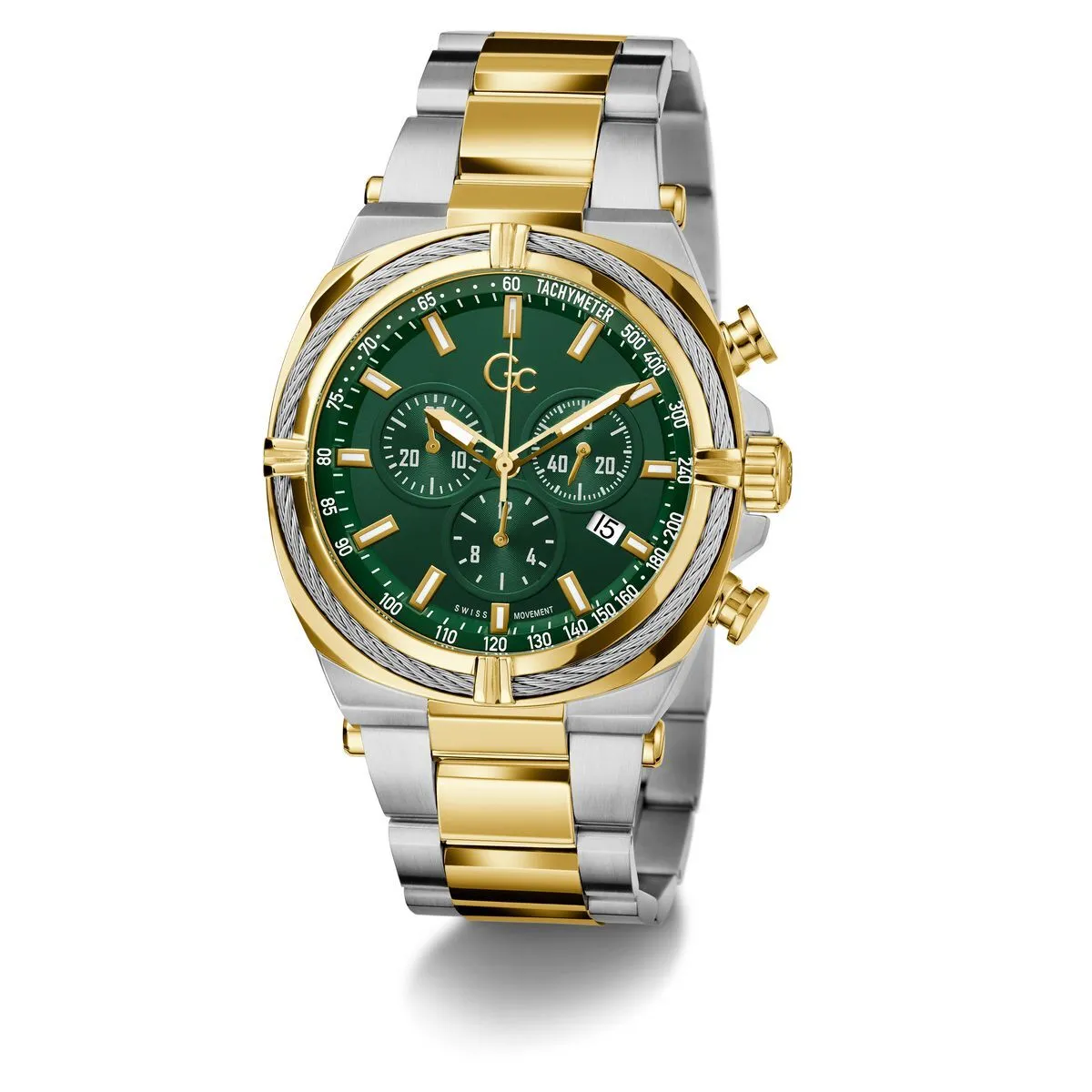 Grün Zifferblatt Zweifarbige Chronograph Uhr