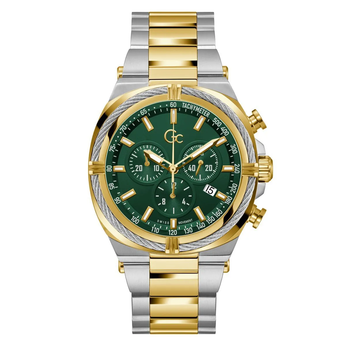 Grün Zifferblatt Zweifarbige Chronograph Uhr