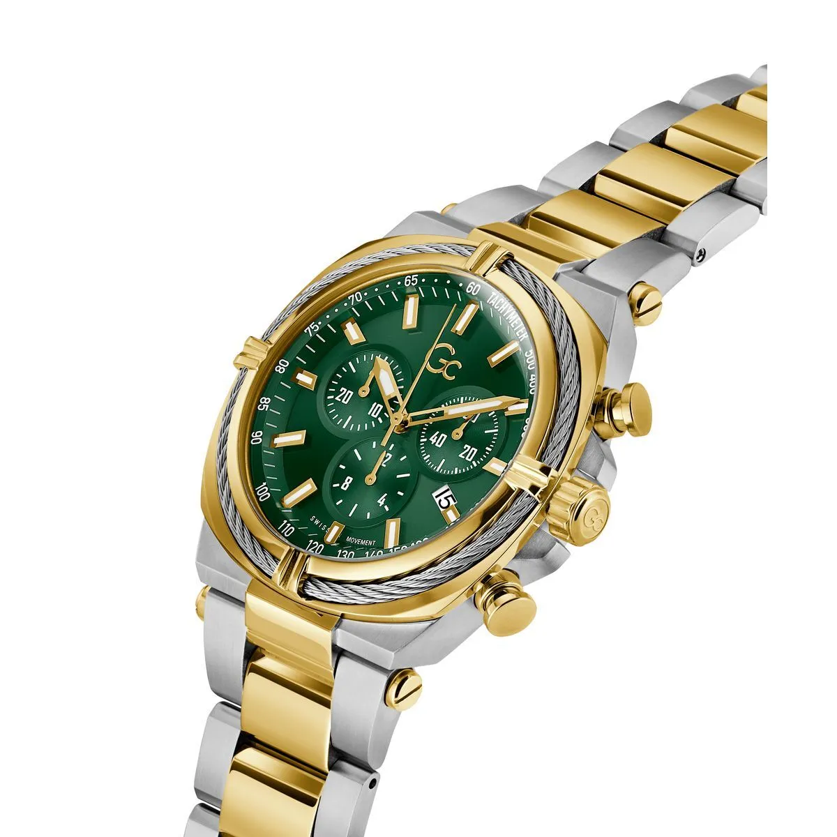 Grün Zifferblatt Zweifarbige Chronograph Uhr