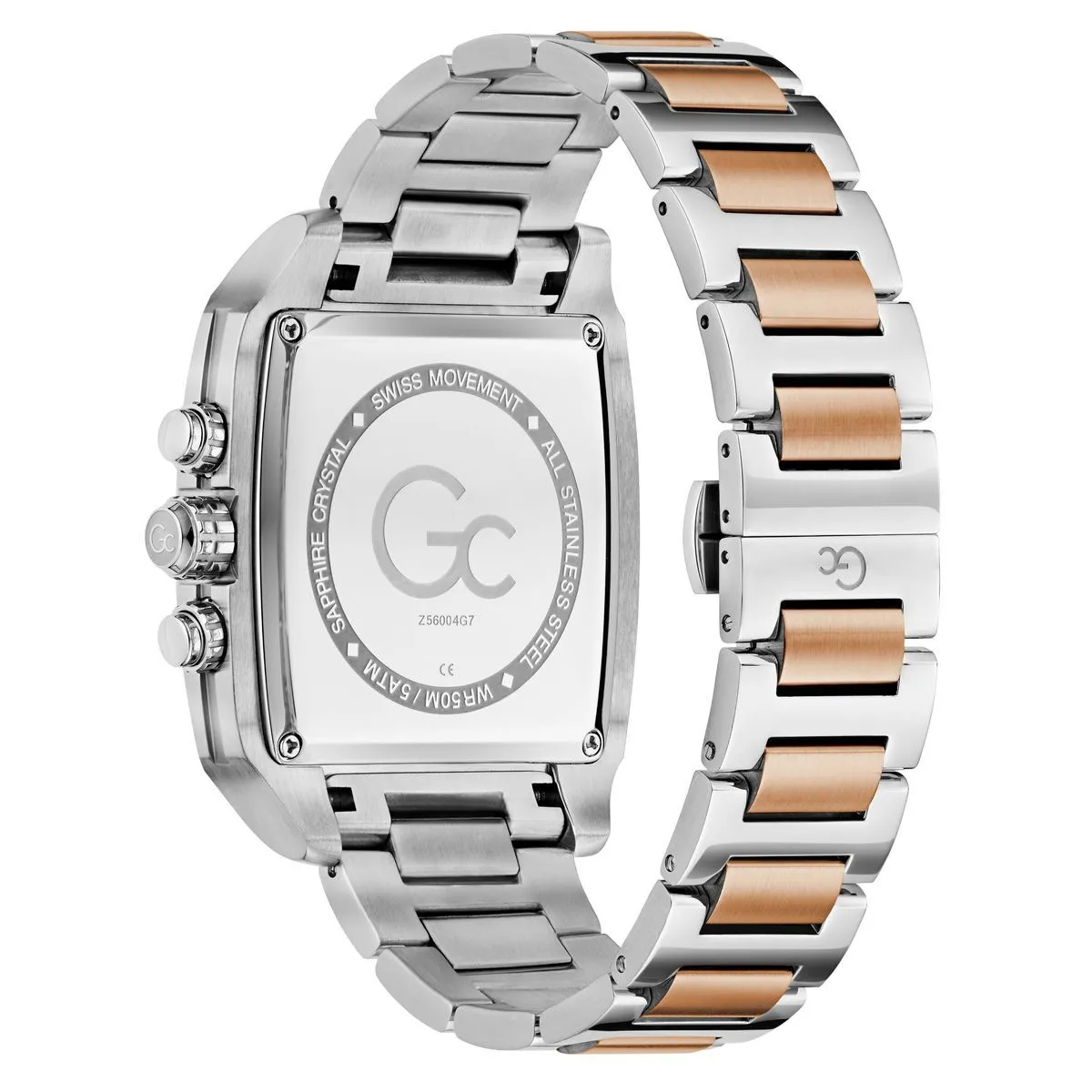 Quadratische Chronographenuhr mit zweifarbigem Armband