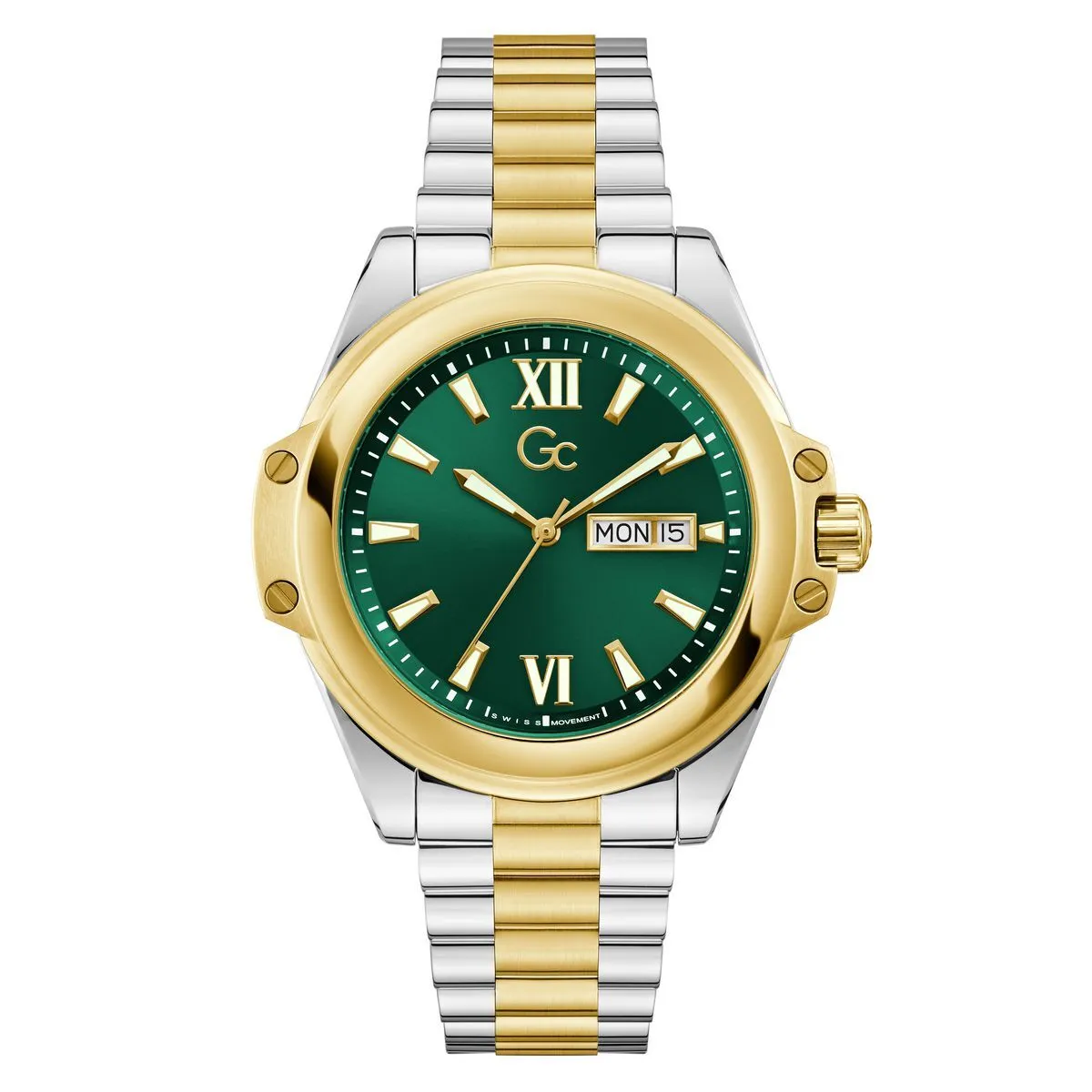 Grün Zifferblatt Zweifarbige Armbanduhr