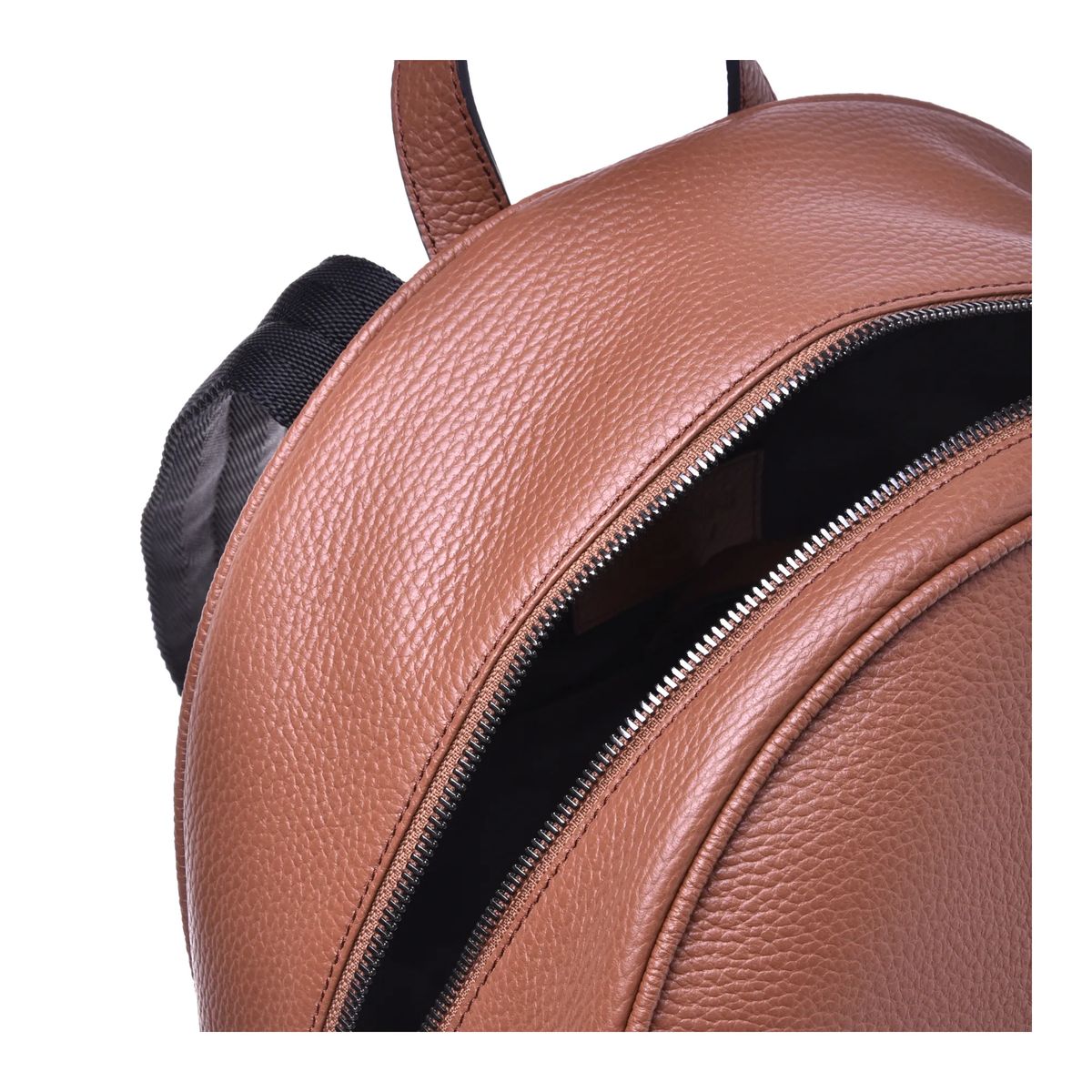 Leder-Rucksack mit Kuppelform und Tasche