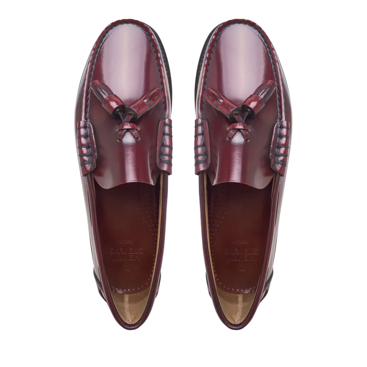 Burgunderfarbene Leder Slipper mit Quasten