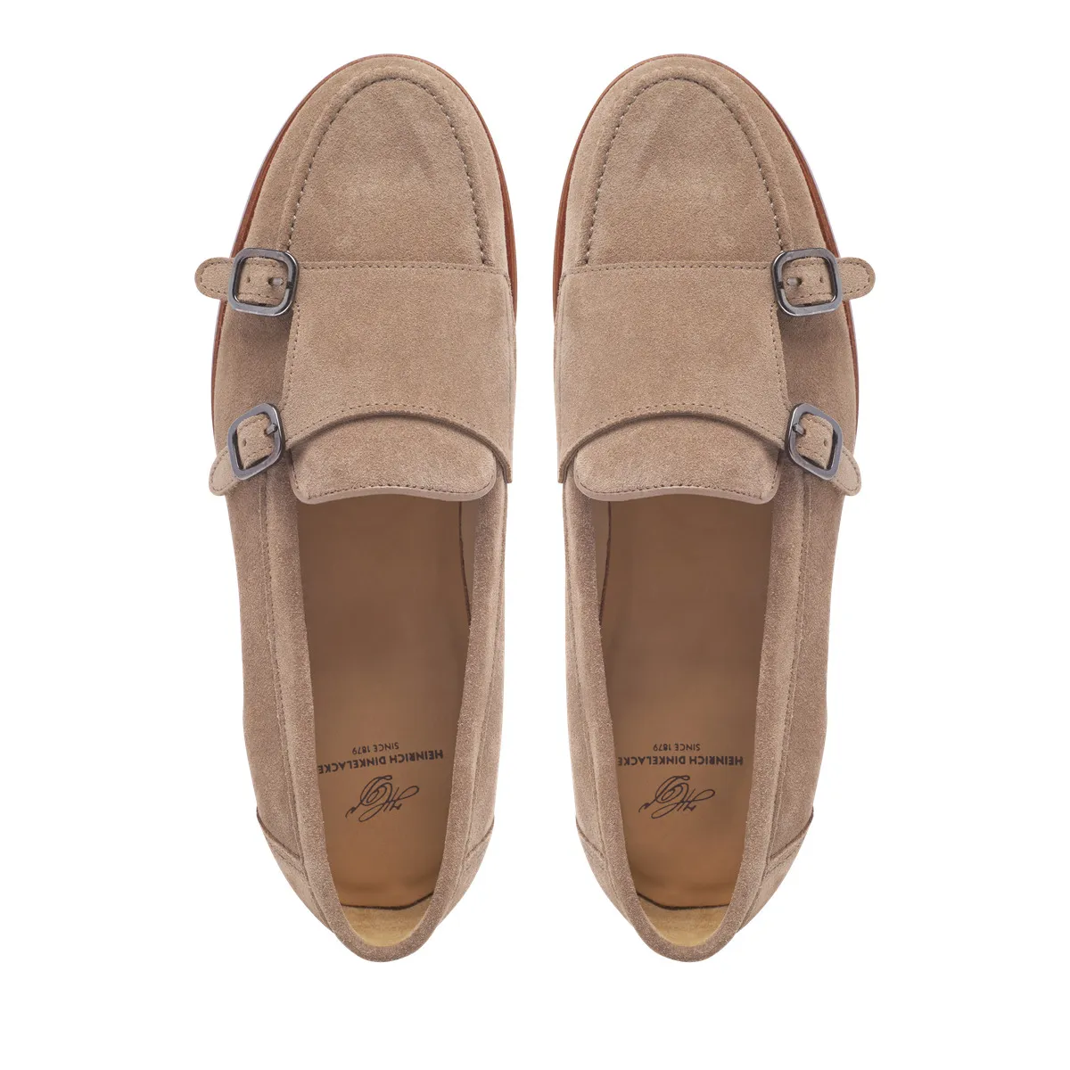 Beige Wildleder Doppel Monk Loafers