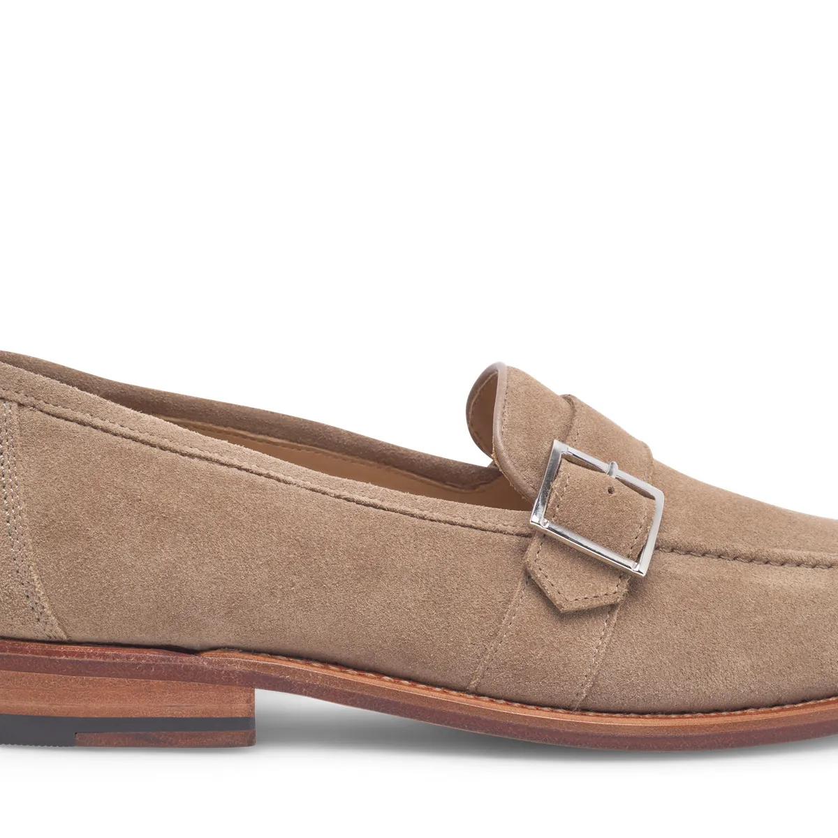 Beiger Wildleder Single Monk Loafer