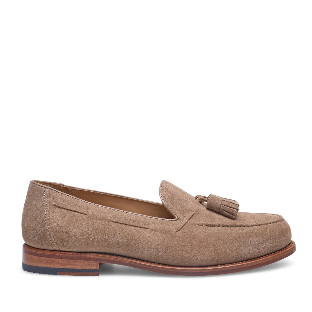 Beige Wildleder Slipper mit Quasten
