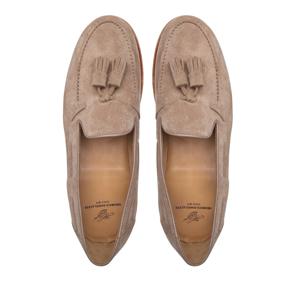Beige Wildleder Slipper mit Quasten