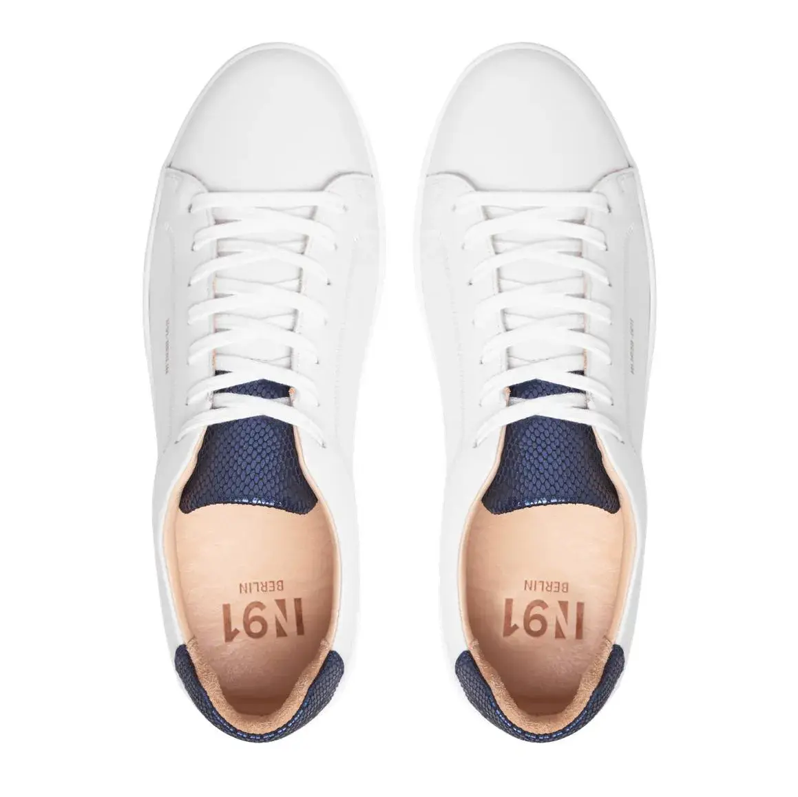 Weiße Leder-Court-Sneakers mit niedrigem Schaft