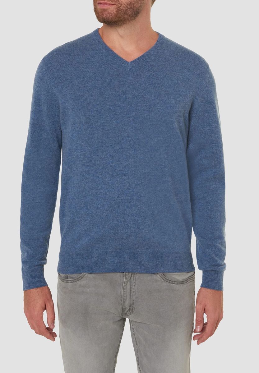 Herren Kaschmir Strickpullover mit V-Ausschnitt