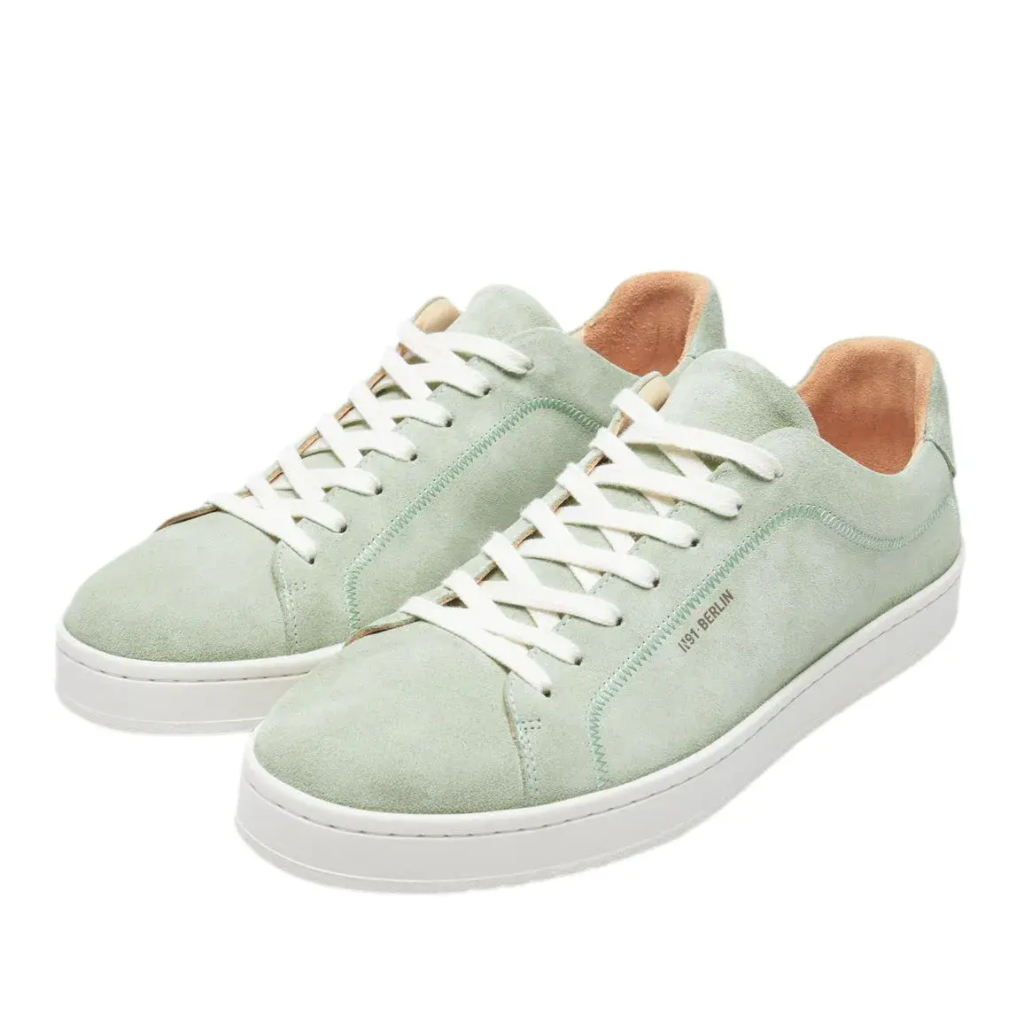 Mintfarbene Low-Top-Sneakers aus Wildleder