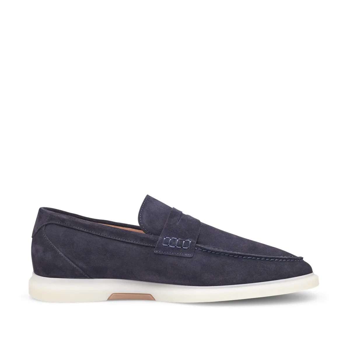 Wildleder Penny Loafer mit weißer Sohle