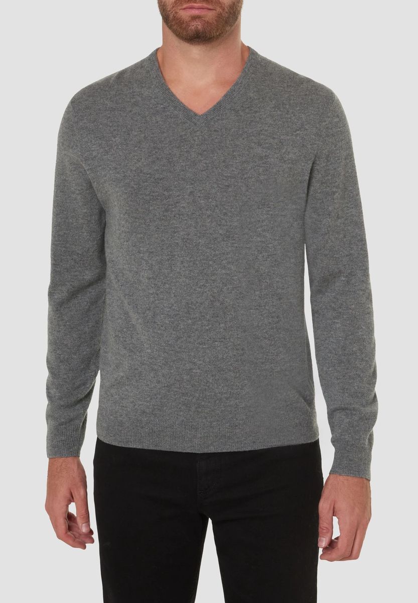 Herren Modern-Fit Kaschmirpullover mit V-Ausschnitt
