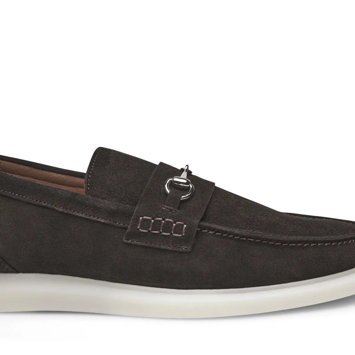 Eleganter Wildleder Horsebit Loafer mit weißer Sohle