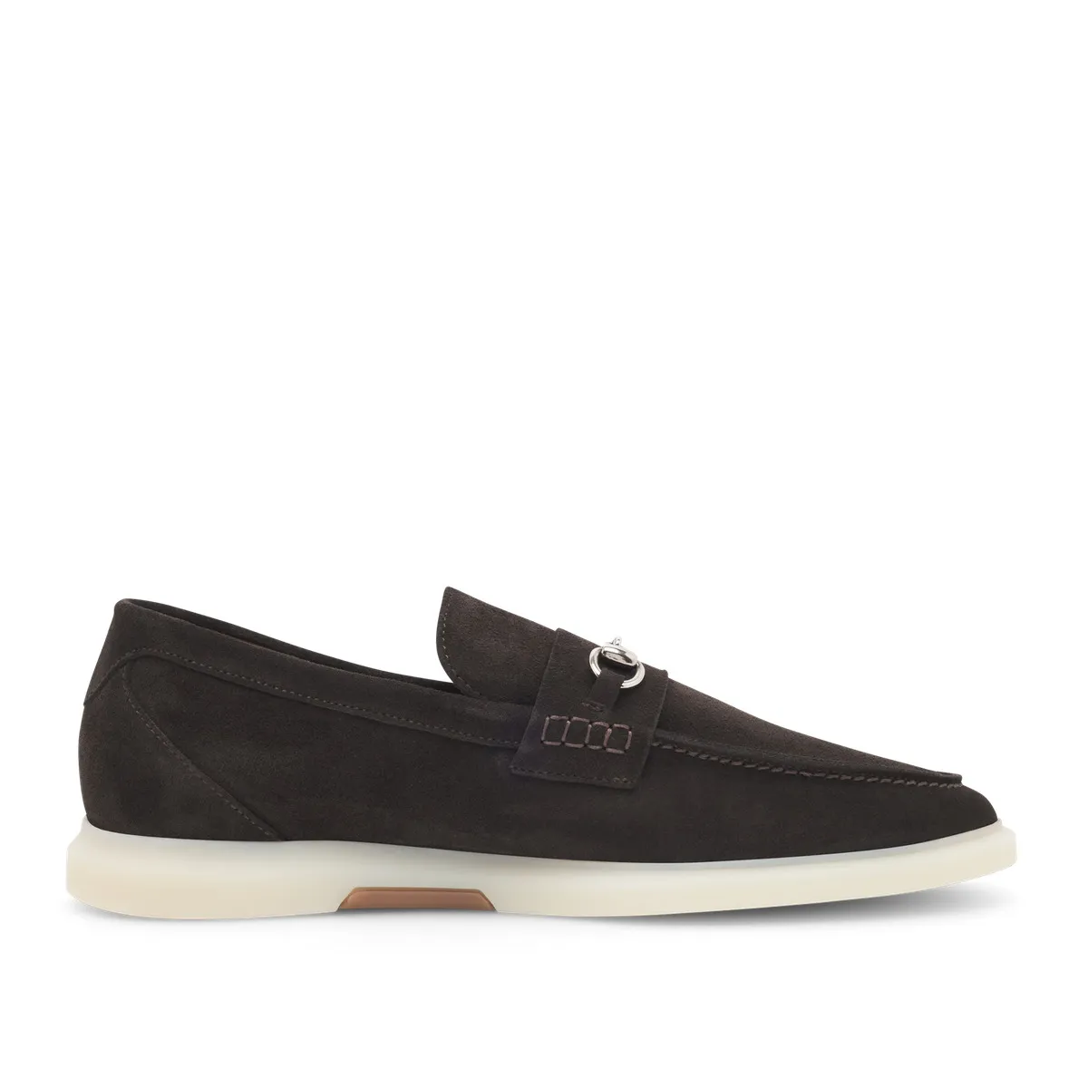 Eleganter Wildleder Horsebit Loafer mit weißer Sohle