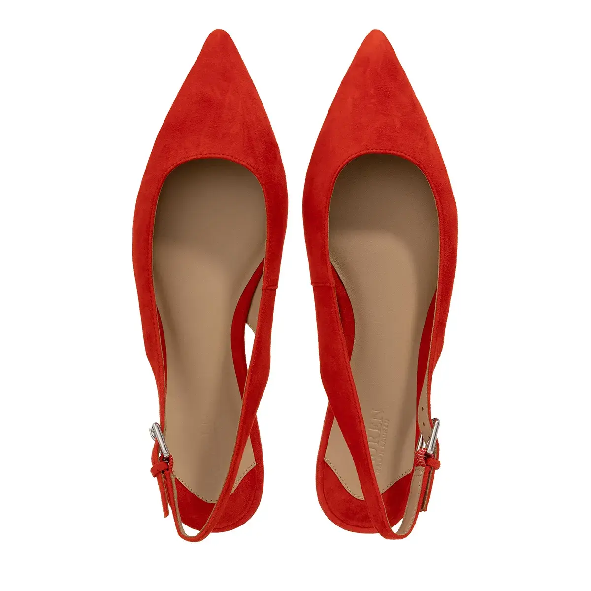 Slingback Ballerinas mit spitzer Zehenpartie aus Wildleder