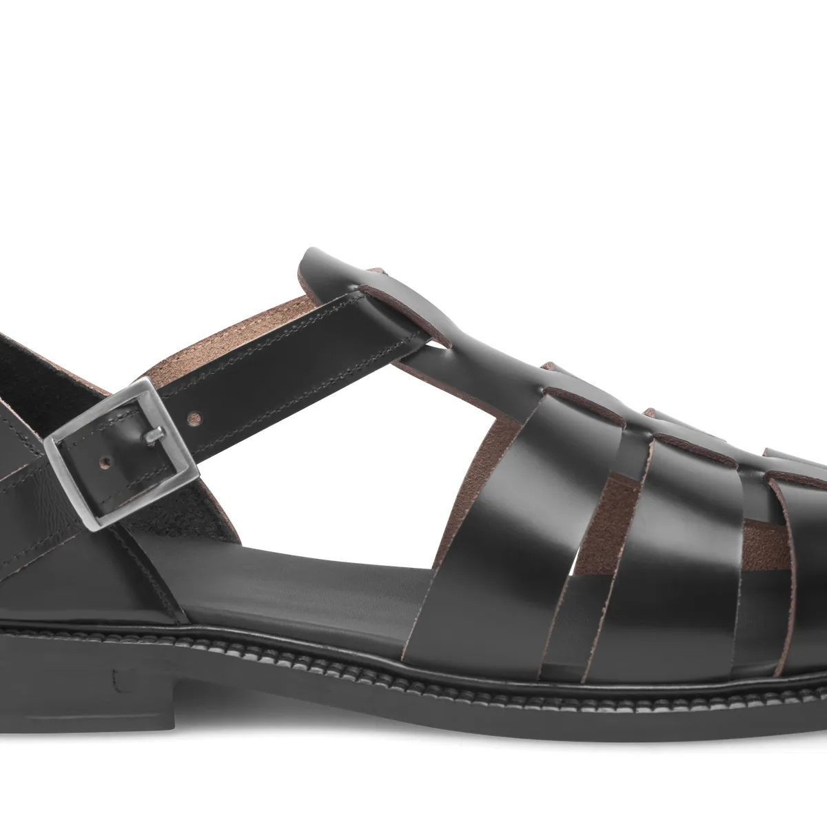 Schwarze Fischer Sandale aus Leder für Damen