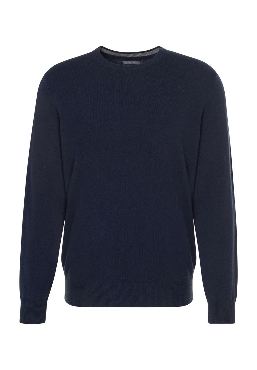 Klassischer marineblauer Strickpullover mit Rundhalsausschnitt