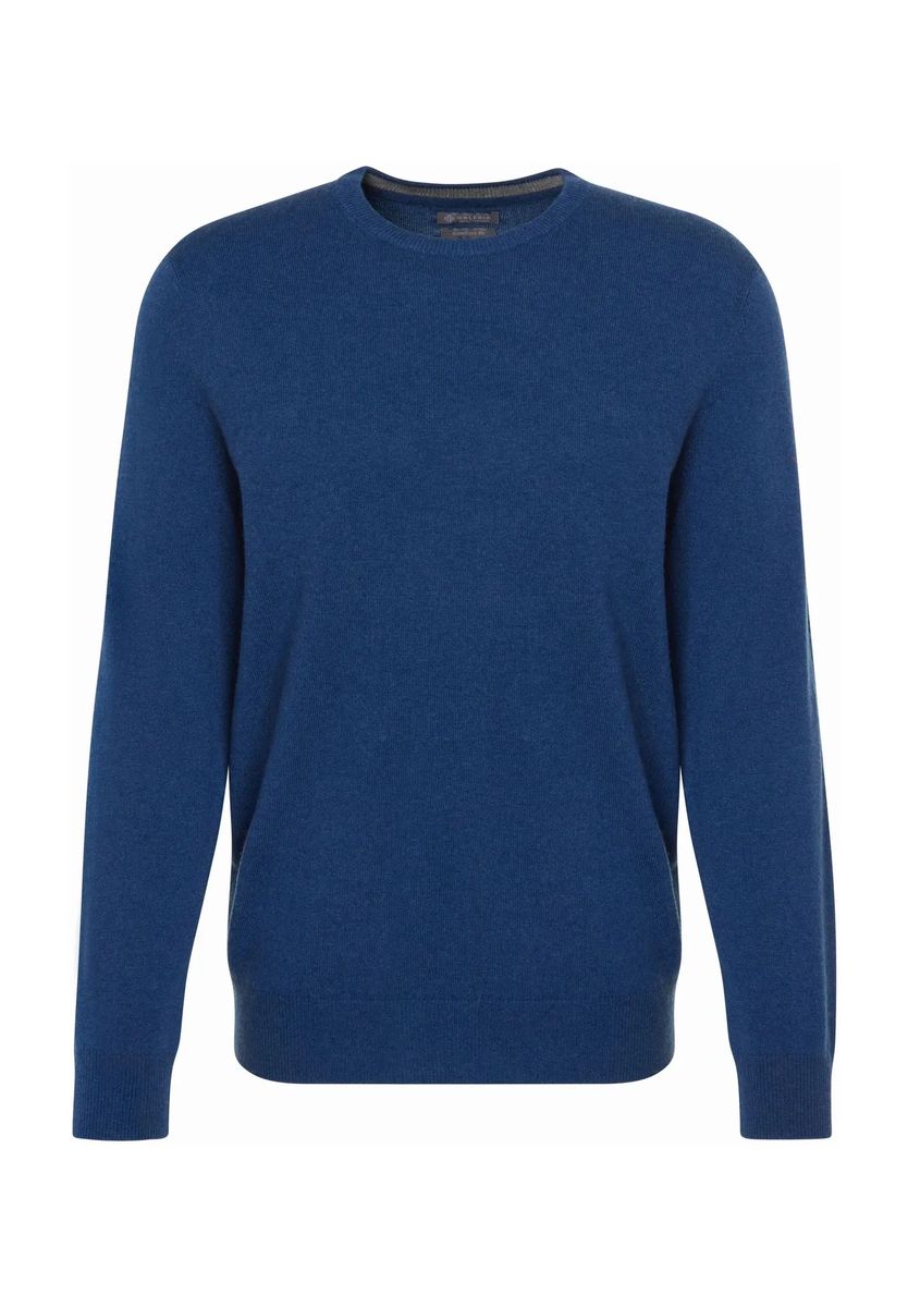 Klassischer marineblauer Strickpullover mit Rundhalsausschnitt
