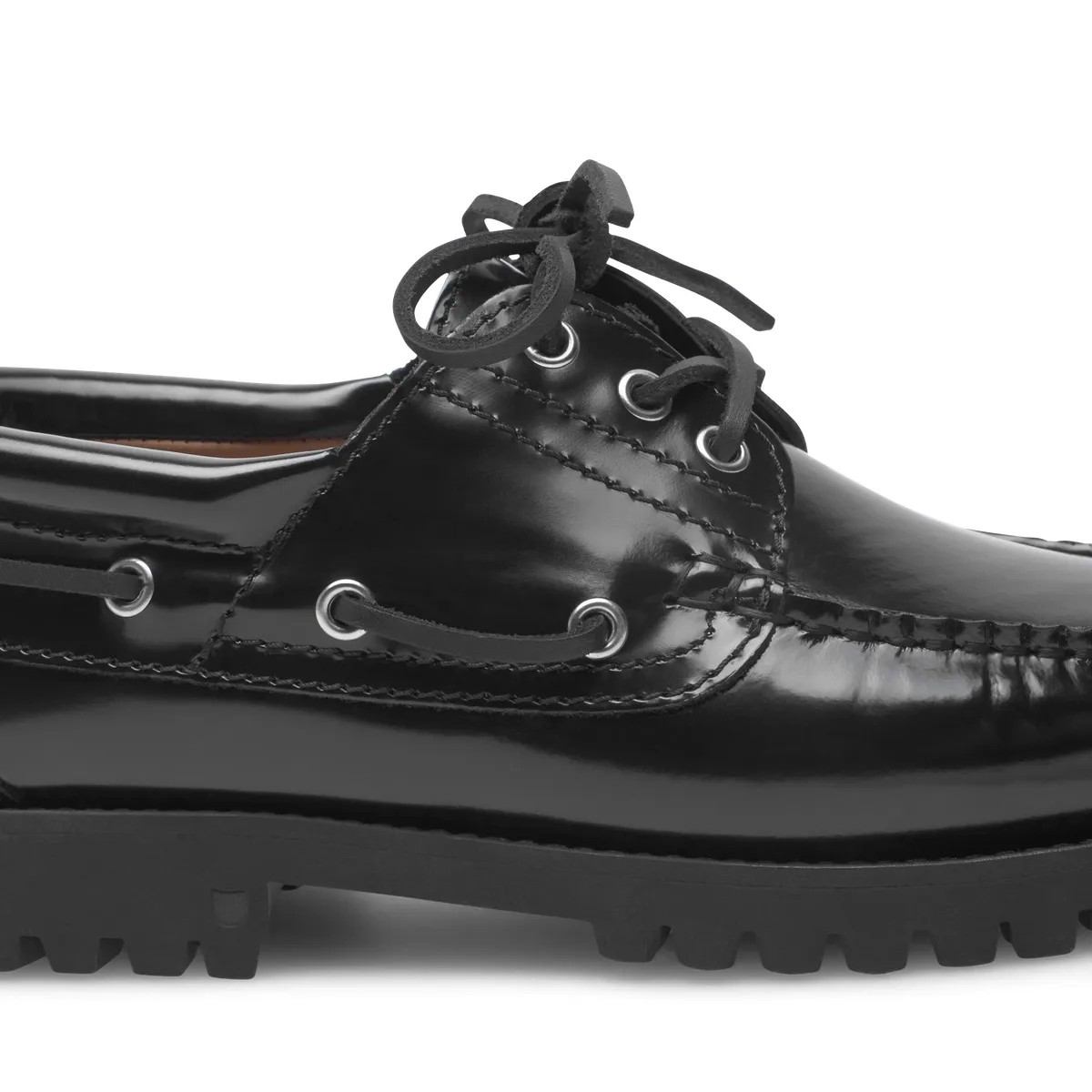 Schwarzer Damen-Bootsschuh aus Leder