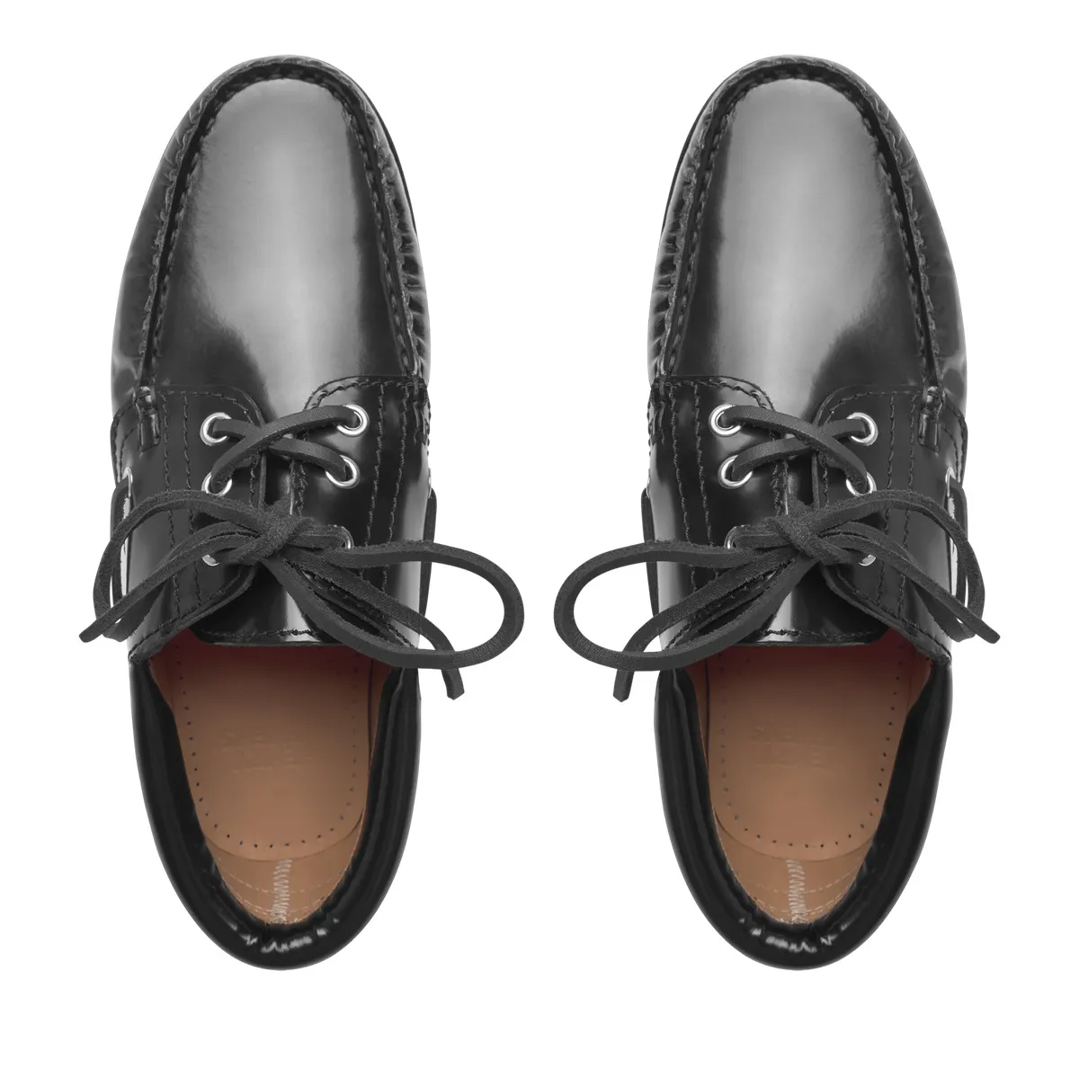 Schwarzer Damen-Bootsschuh aus Leder