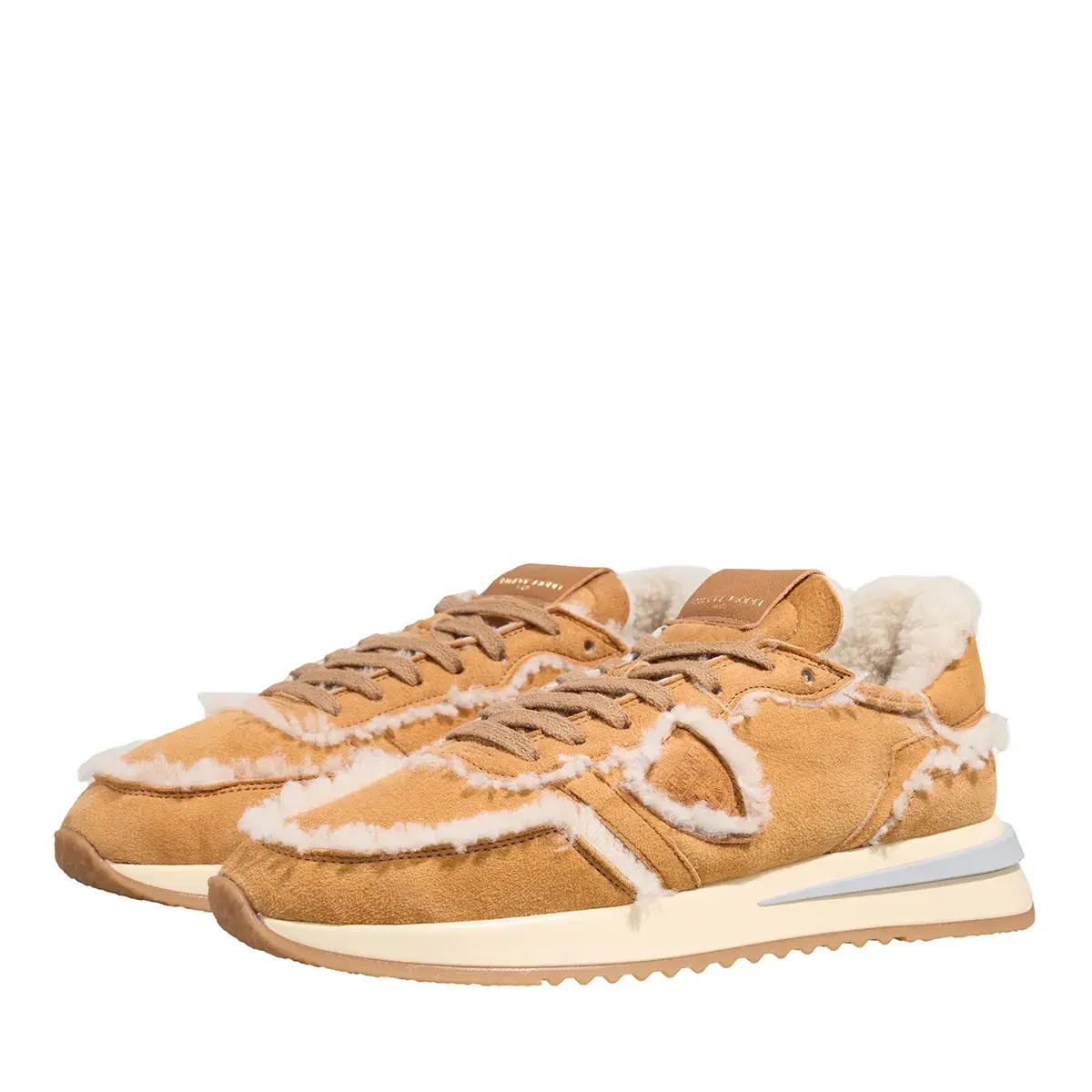 Wildleder-Sneaker mit niedrigem Schaft und Shearling-Besatz