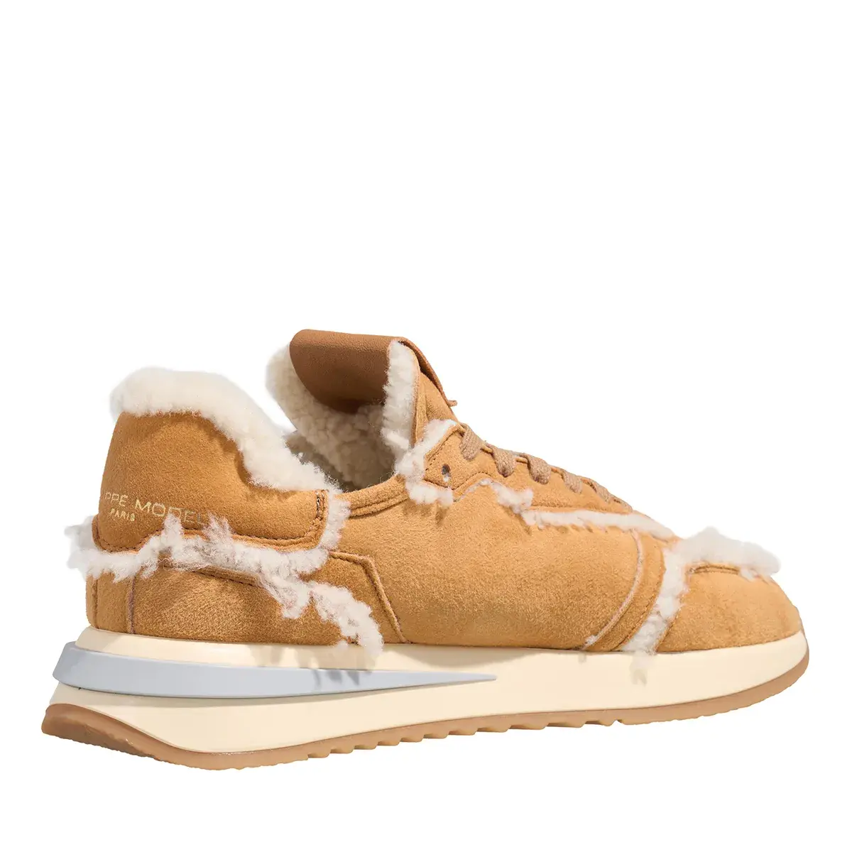 Wildleder-Sneaker mit niedrigem Schaft und Shearling-Besatz