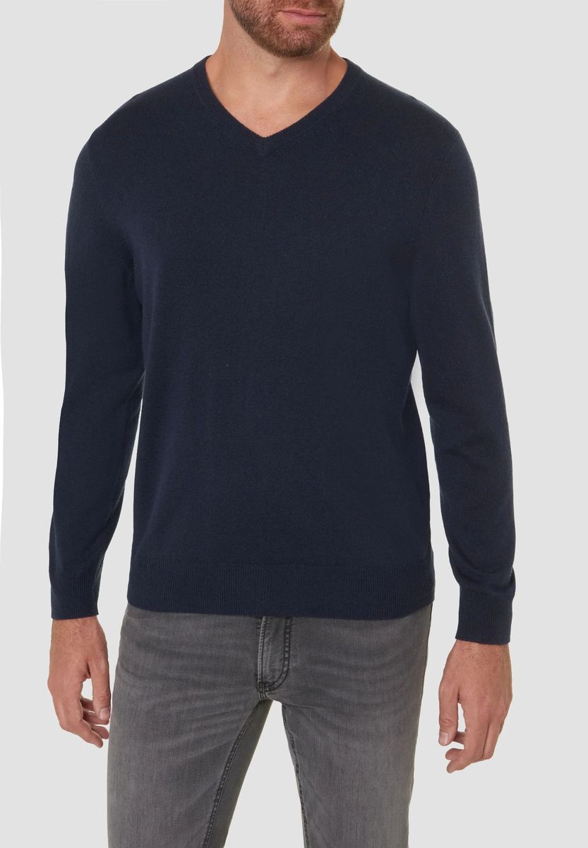 V-Ausschnitt-Pullover aus Seide-Kaschmir-Mix