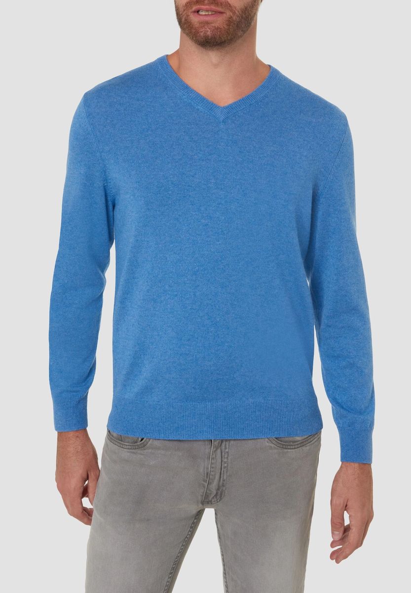 V-Ausschnitt-Pullover aus Seide-Kaschmir-Mix