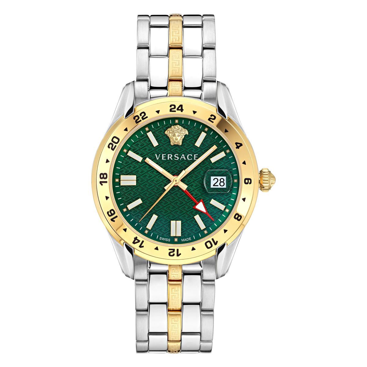Zweifarbige GMT-Uhr mit grünem Zifferblatt